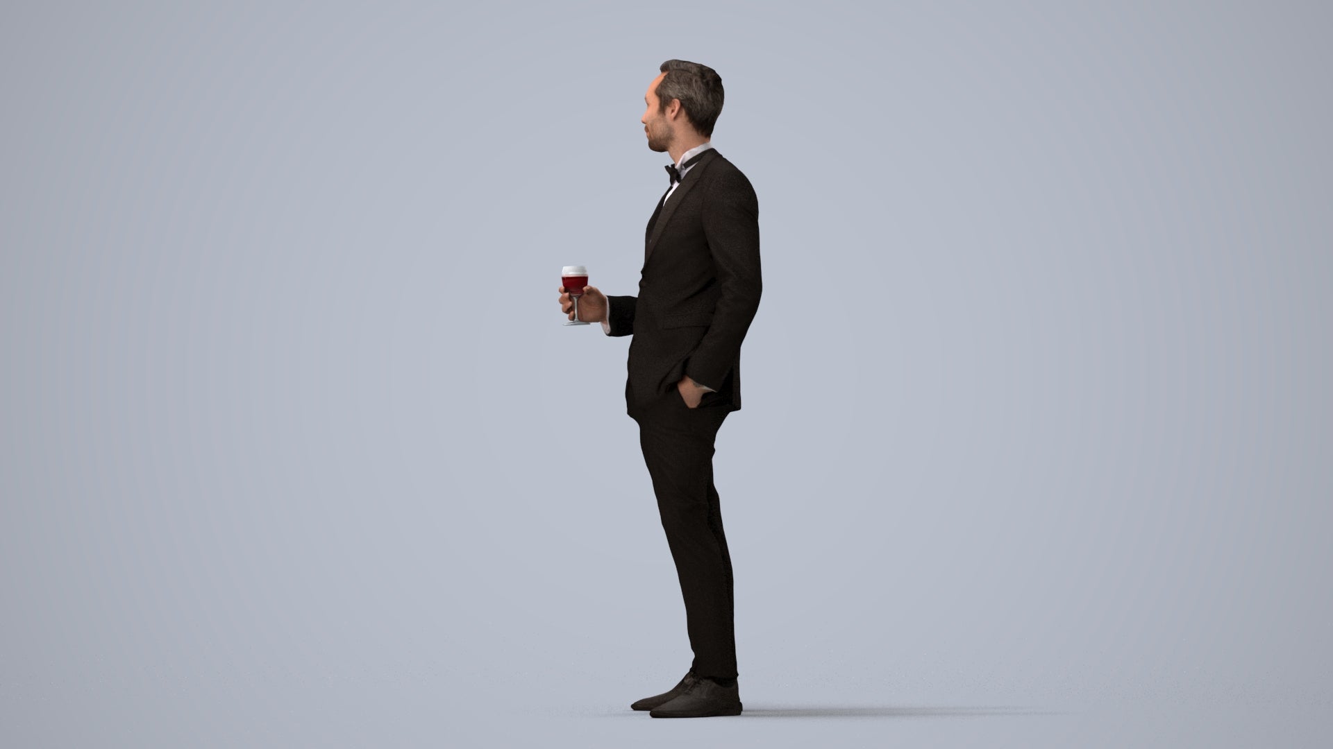 scanned 3D man formal formalaffairs, photogrammetry people for Enscape and V-Ray, three-quarter view render