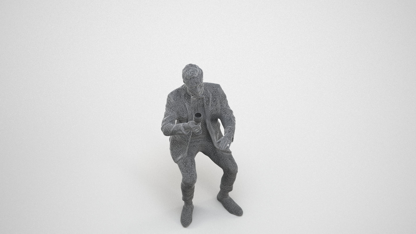 realistic 3D human man formal formalaffairs, archviz people FBX OBJ for Blender, wireframe three-quarter view