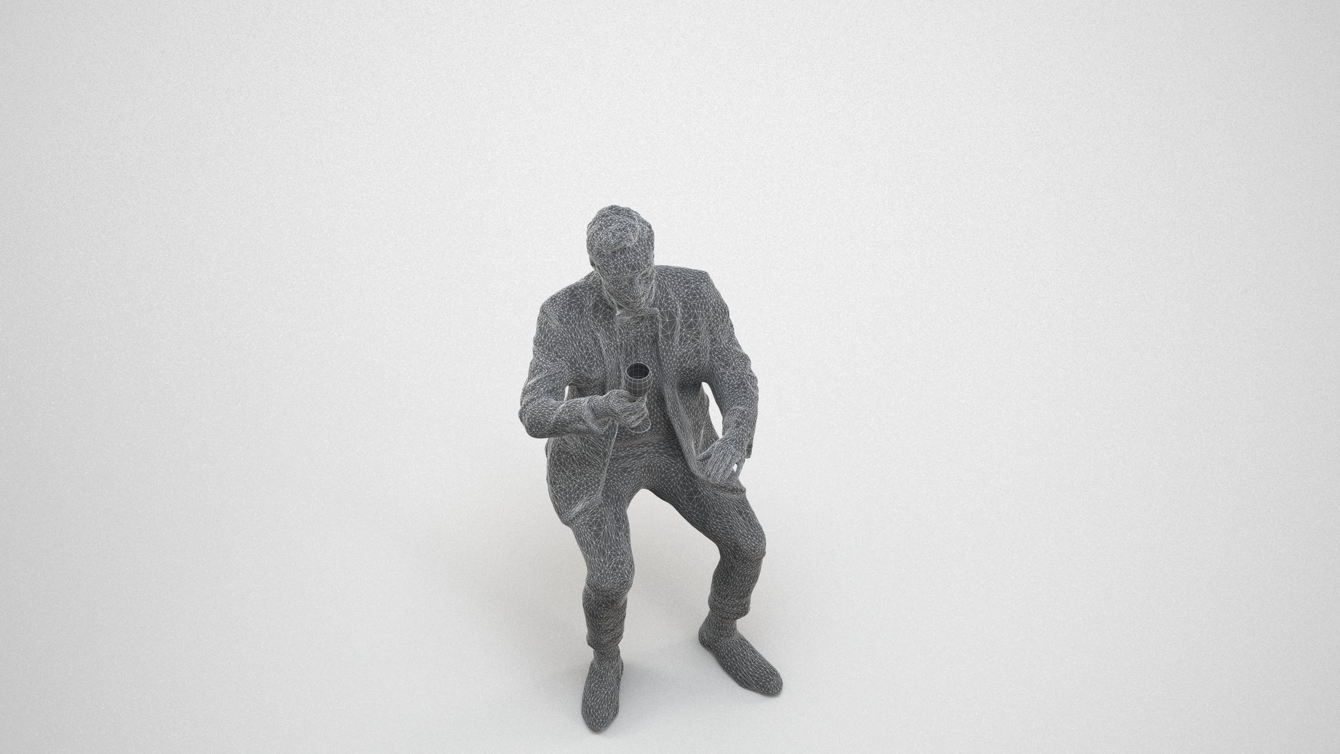 realistic 3D human man formal formalaffairs, archviz people FBX OBJ for Blender, wireframe three-quarter view