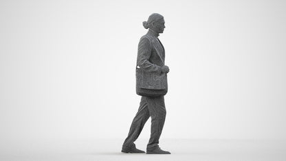 realistic 3D human man business walking, archviz people FBX OBJ for Blender, wireframe side view