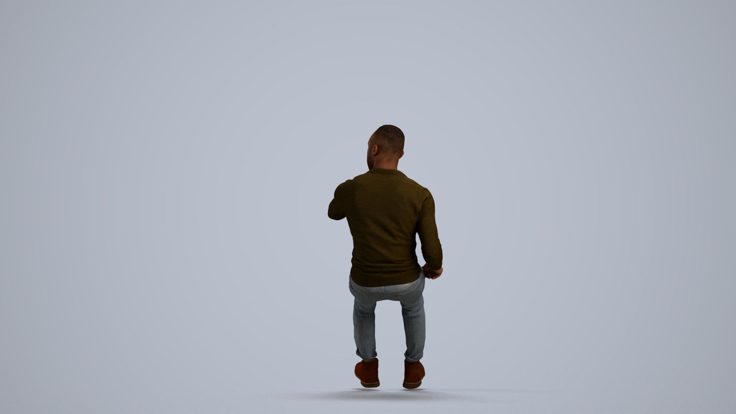 photogrammetry 3D man casual driving, realistic human model archviz FBX, front view render