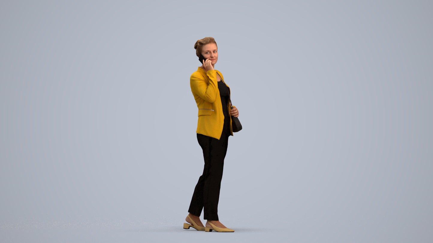 3D people model woman casual walking, scanned human for 3ds Max rendering, standing pose render
