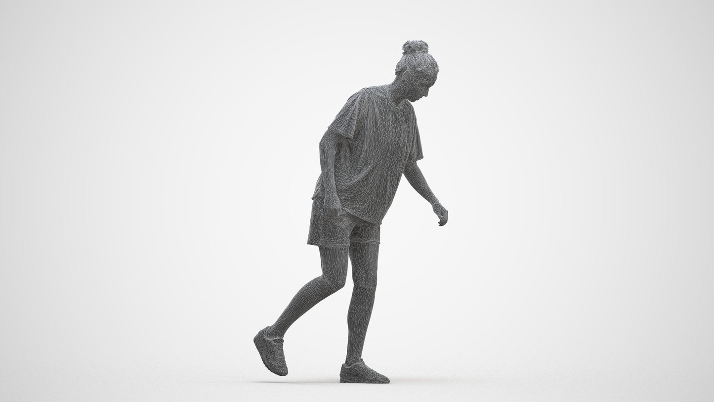scanned 3D woman sport, photogrammetry people for Enscape and V-Ray, three-quarter front view render