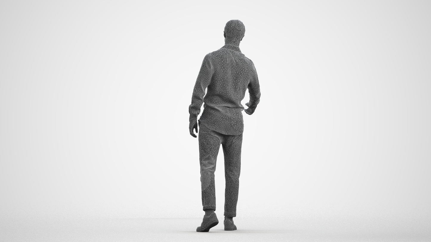 realistic 3D people man casual mix, render-ready for V-Ray and Corona, FBX OBJ, wireframe front view