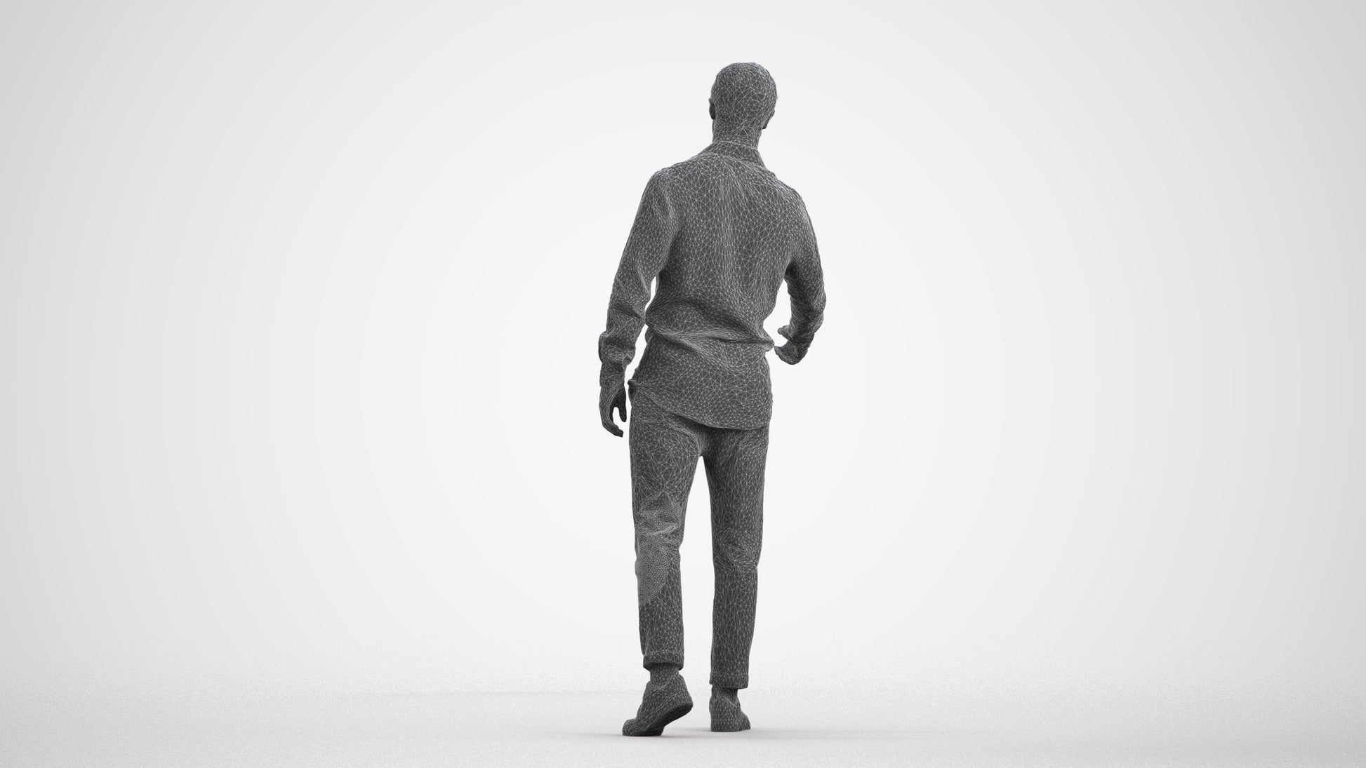 realistic 3D people man casual mix, render-ready for V-Ray and Corona, FBX OBJ, wireframe front view
