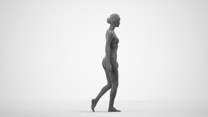 3D scanned woman mix, photorealistic archviz people for Enscape and SketchUp, wireframe side view