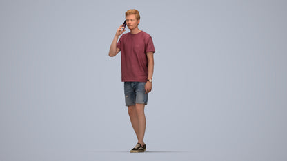 realistic 3D people man casual walking, render-ready for V-Ray and Corona, FBX OBJ, top-down view render
