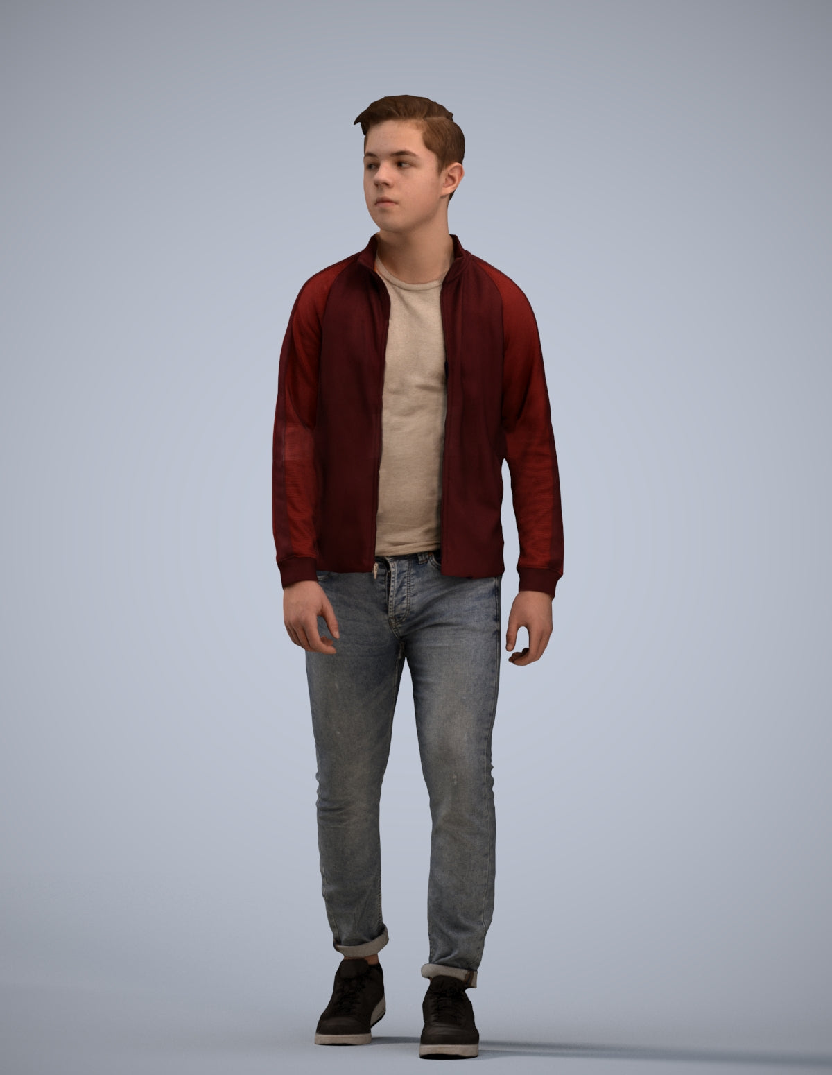 realistic 3D boy casual kids, scanned archviz people for Blender and 3ds Max