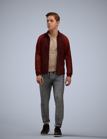 realistic 3D boy casual kids, scanned archviz people for Blender and 3ds Max