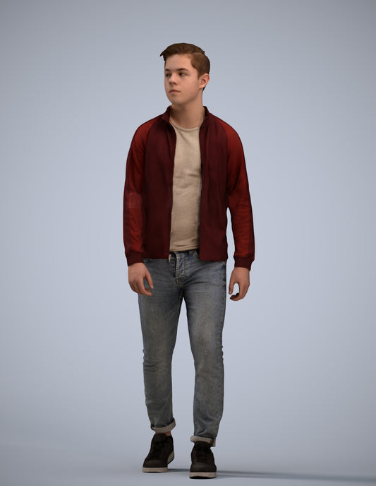 realistic 3D boy casual kids, scanned archviz people for Blender and 3ds Max