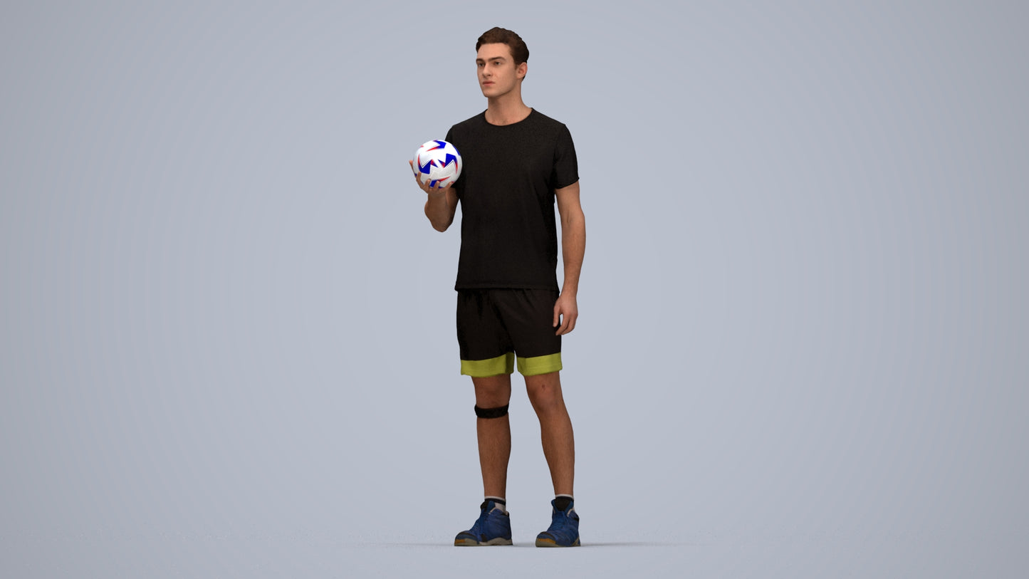 realistic 3D human man sport, archviz people FBX OBJ for Blender, top-down view render
