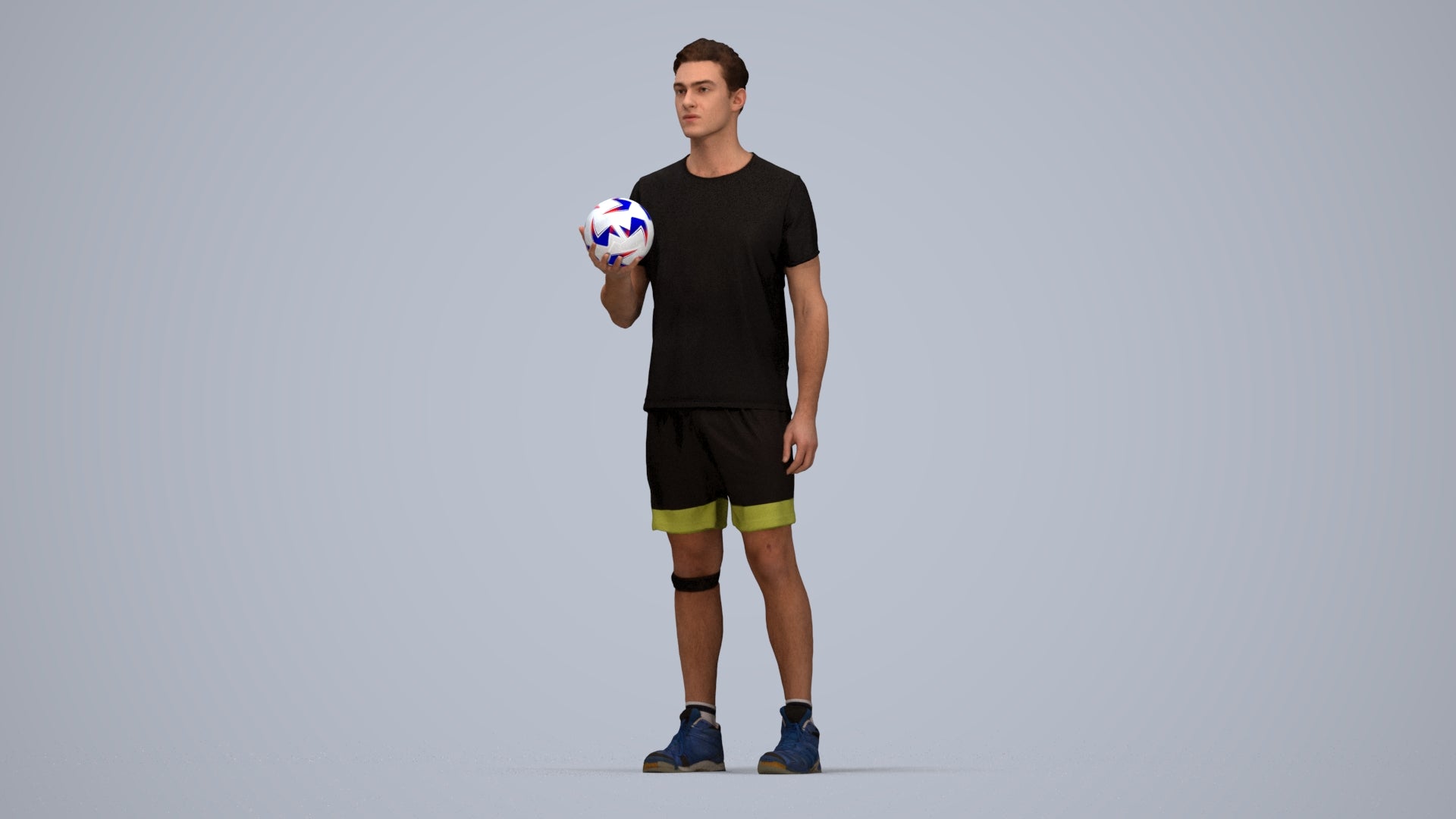 realistic 3D human man sport, archviz people FBX OBJ for Blender, top-down view render