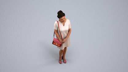 scanned 3D woman business standing, photogrammetry people for Enscape and V-Ray, back view render