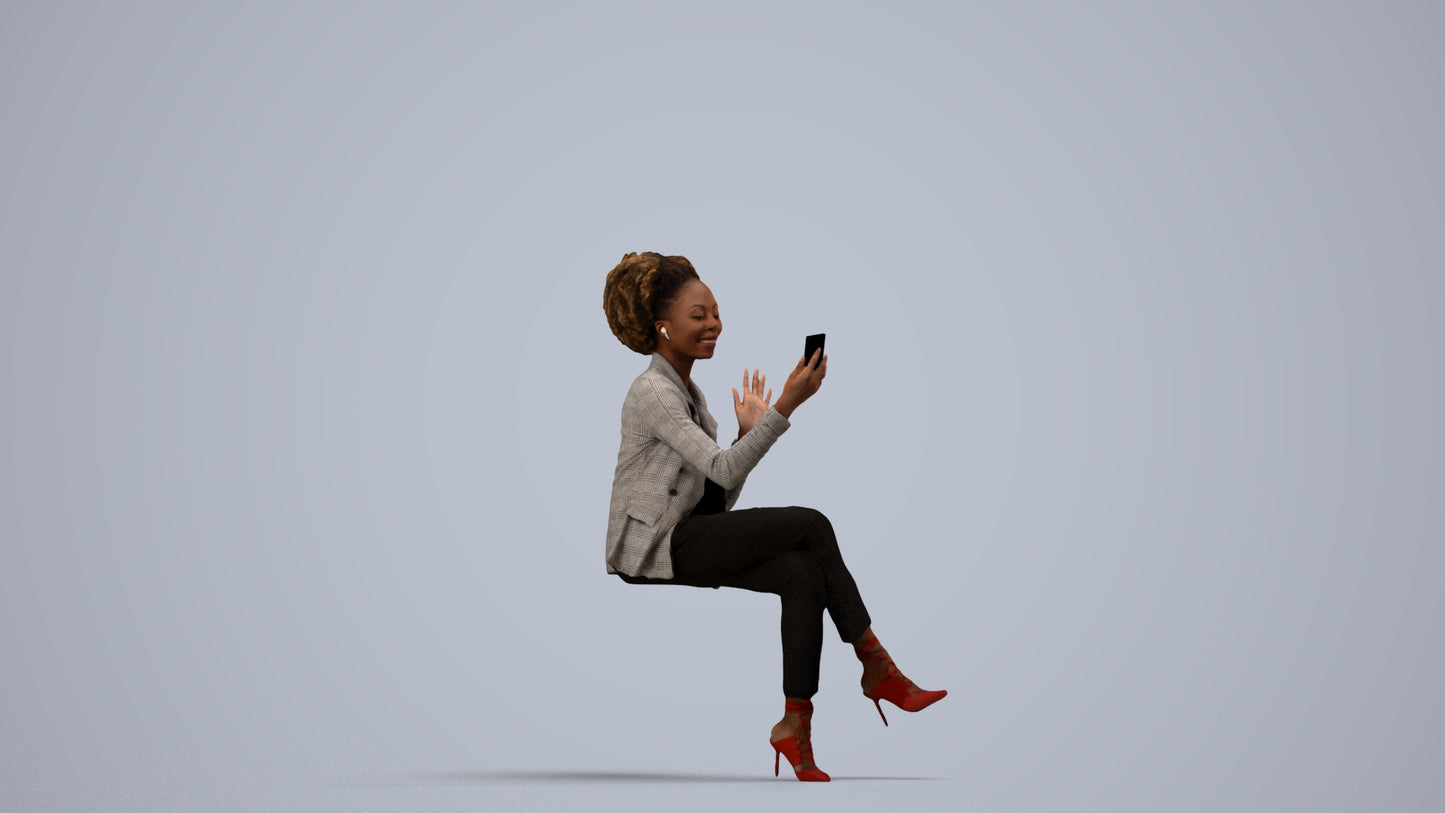 3D people model woman business, scanned human for 3ds Max rendering, side view render