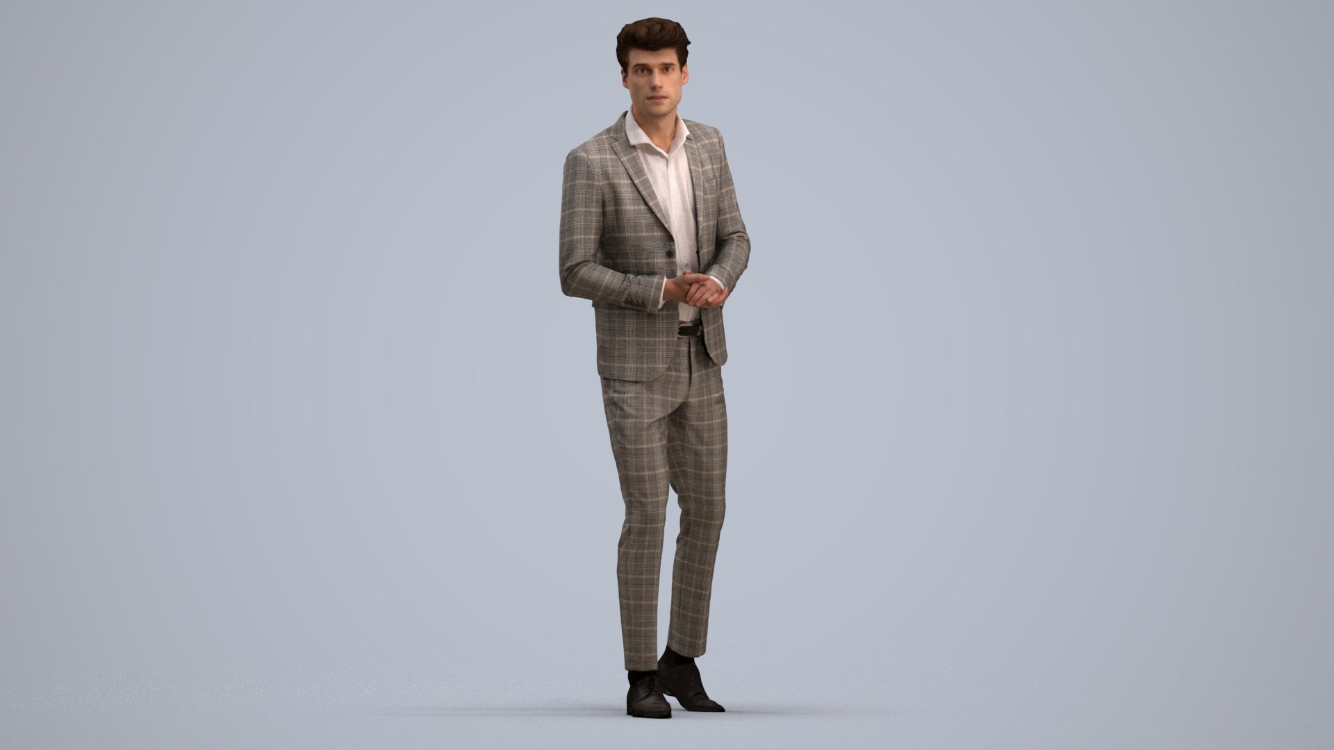 photogrammetry 3D man business, realistic human model archviz FBX, standing pose render