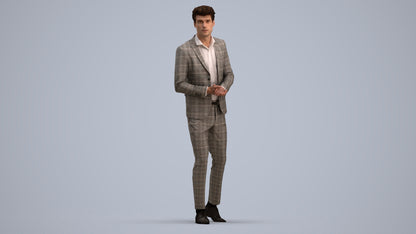 photogrammetry 3D man business, realistic human model archviz FBX, standing pose render