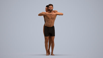 3D scanned man pool, photorealistic archviz people for Enscape and SketchUp, standing pose render