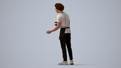3D scanned man standing, photorealistic archviz people for Enscape and SketchUp, three-quarter view render