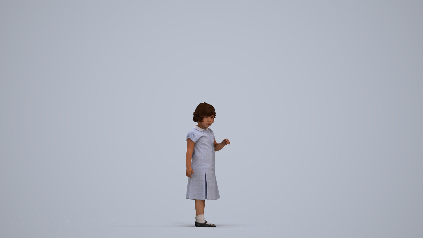 photogrammetry 3D girl kids, realistic human model archviz FBX, standing pose render