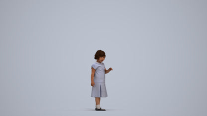 photogrammetry 3D girl kids, realistic human model archviz FBX, standing pose render