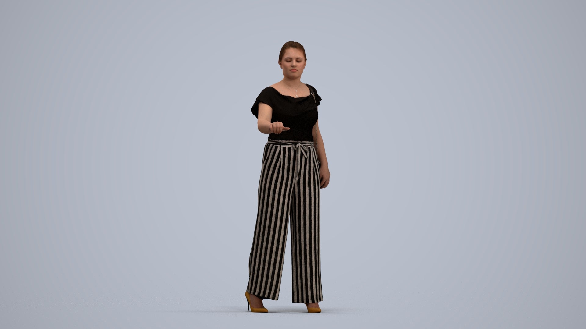 realistic 3D woman casual standing, scanned archviz people for Blender and 3ds Max, standing pose render