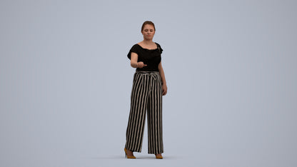 realistic 3D woman casual standing, scanned archviz people for Blender and 3ds Max, standing pose render