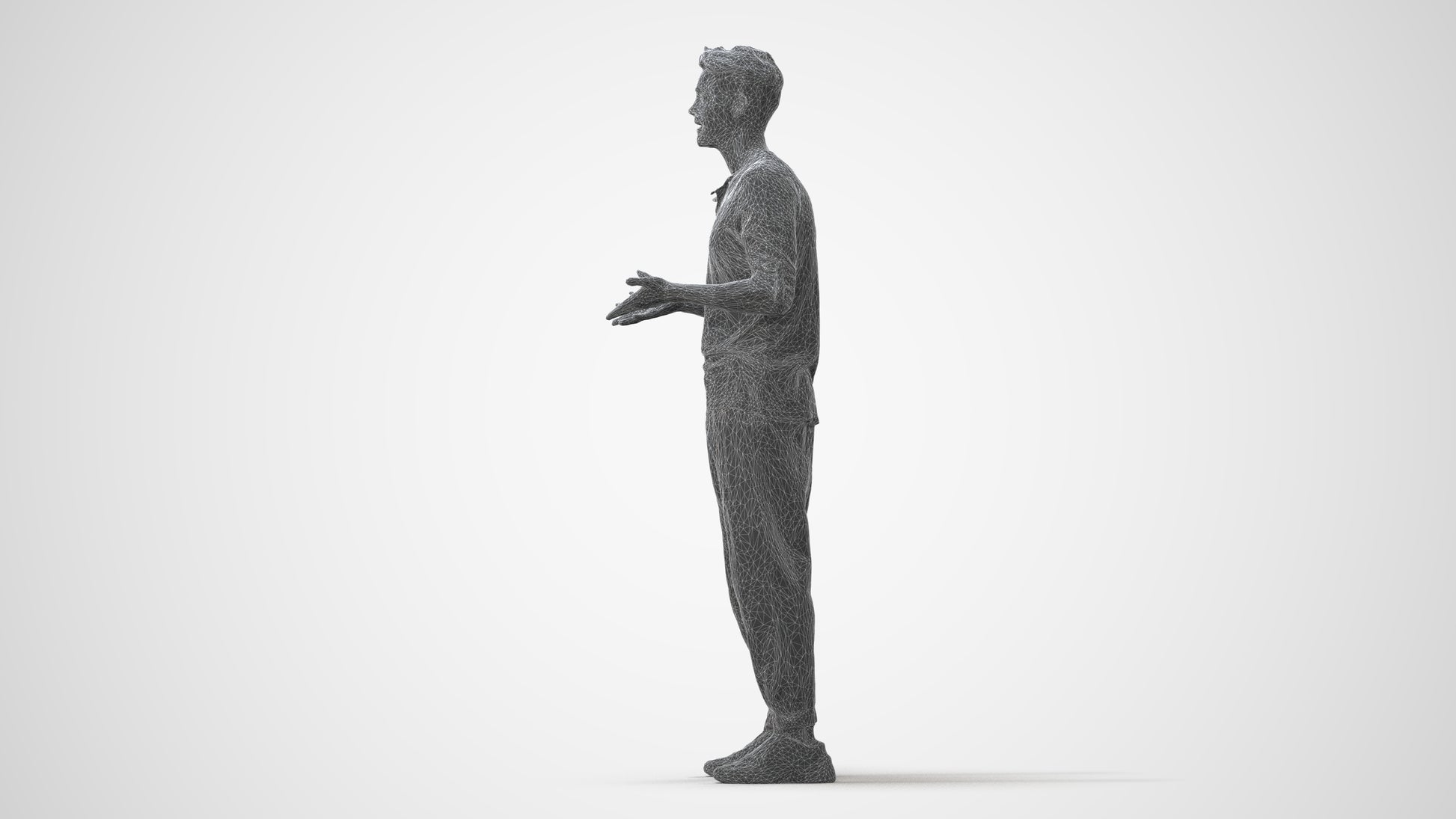 3D human model man casual standing, photogrammetry scanned person for archviz, square thumbnail