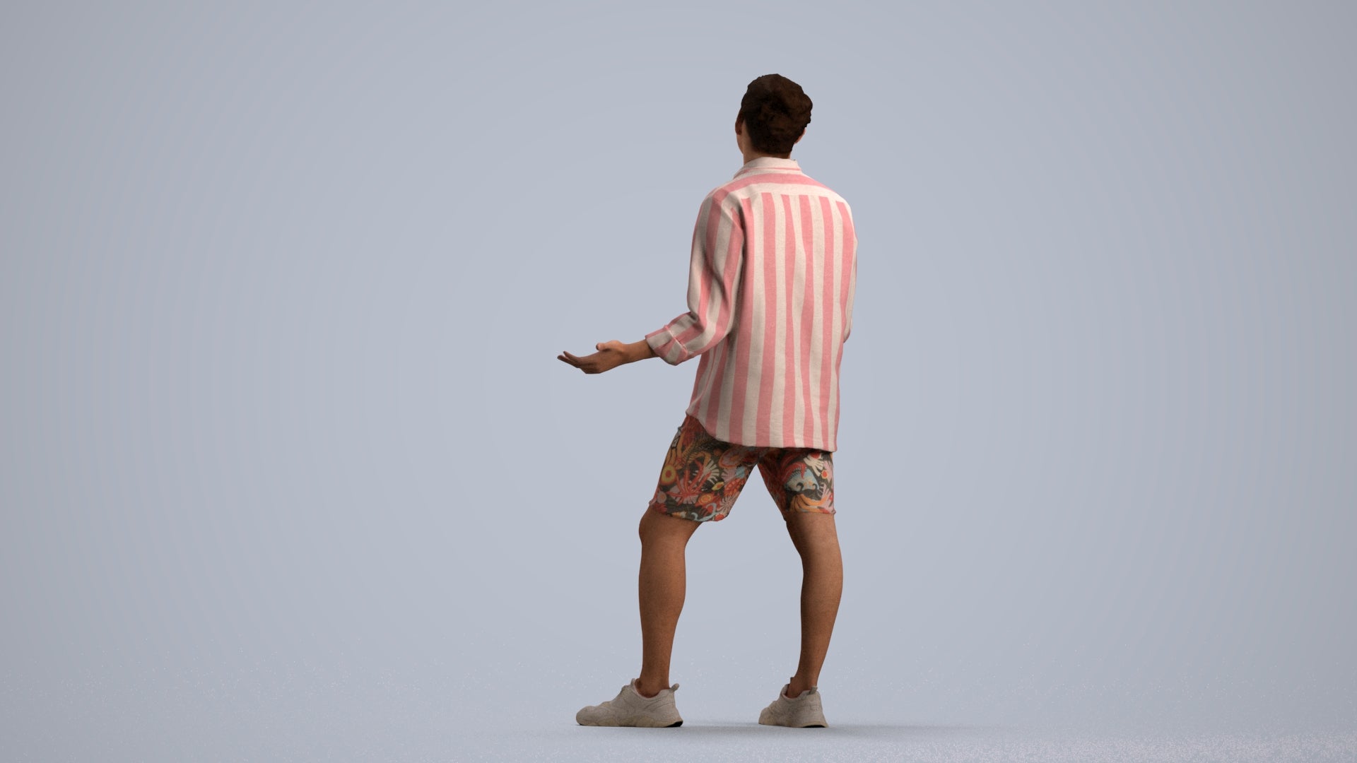 scanned 3D man casual standing, photogrammetry people for Enscape and V-Ray, front view render