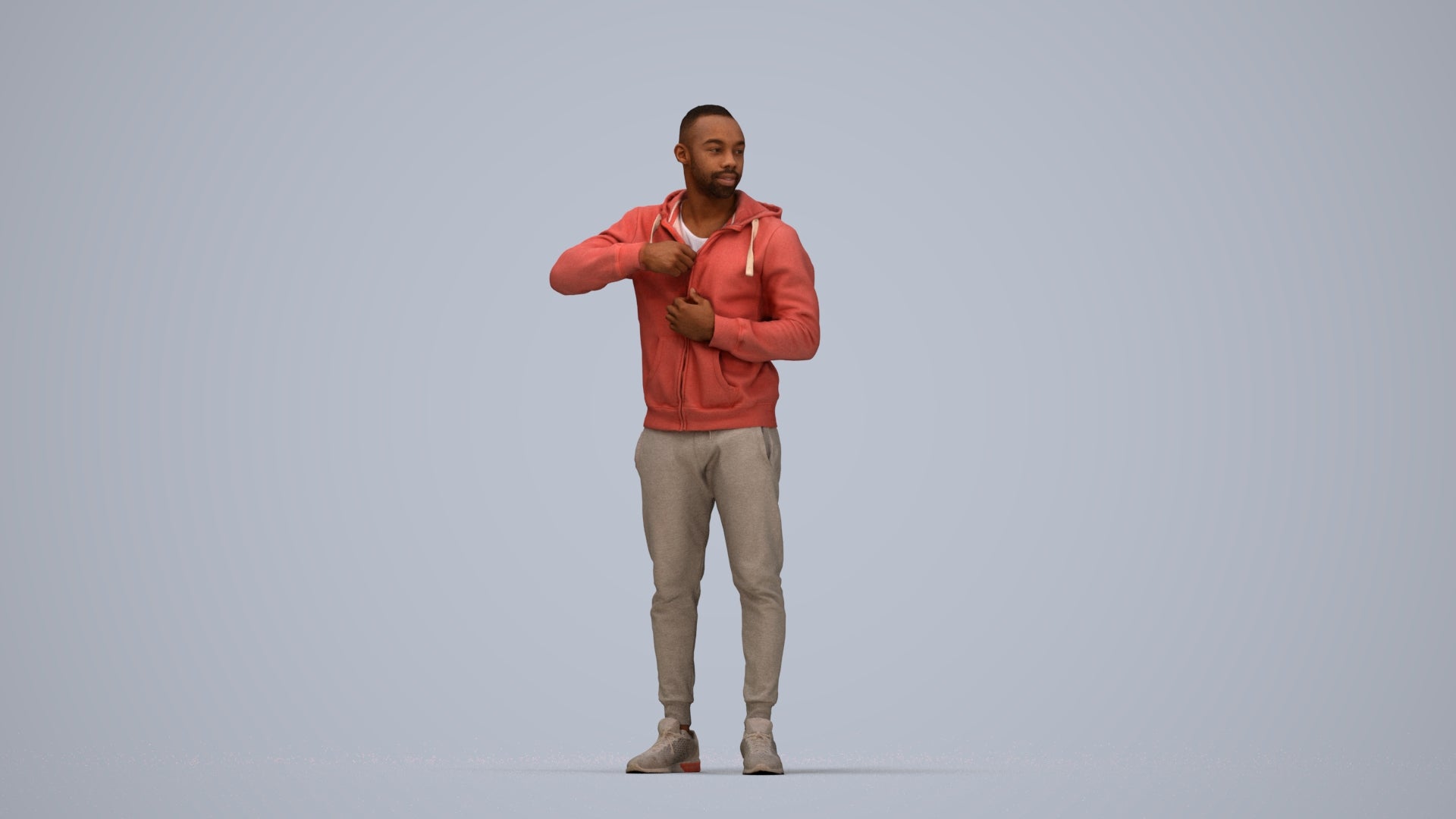 photogrammetry 3D man sport standing, realistic human model archviz FBX, top-down view render
