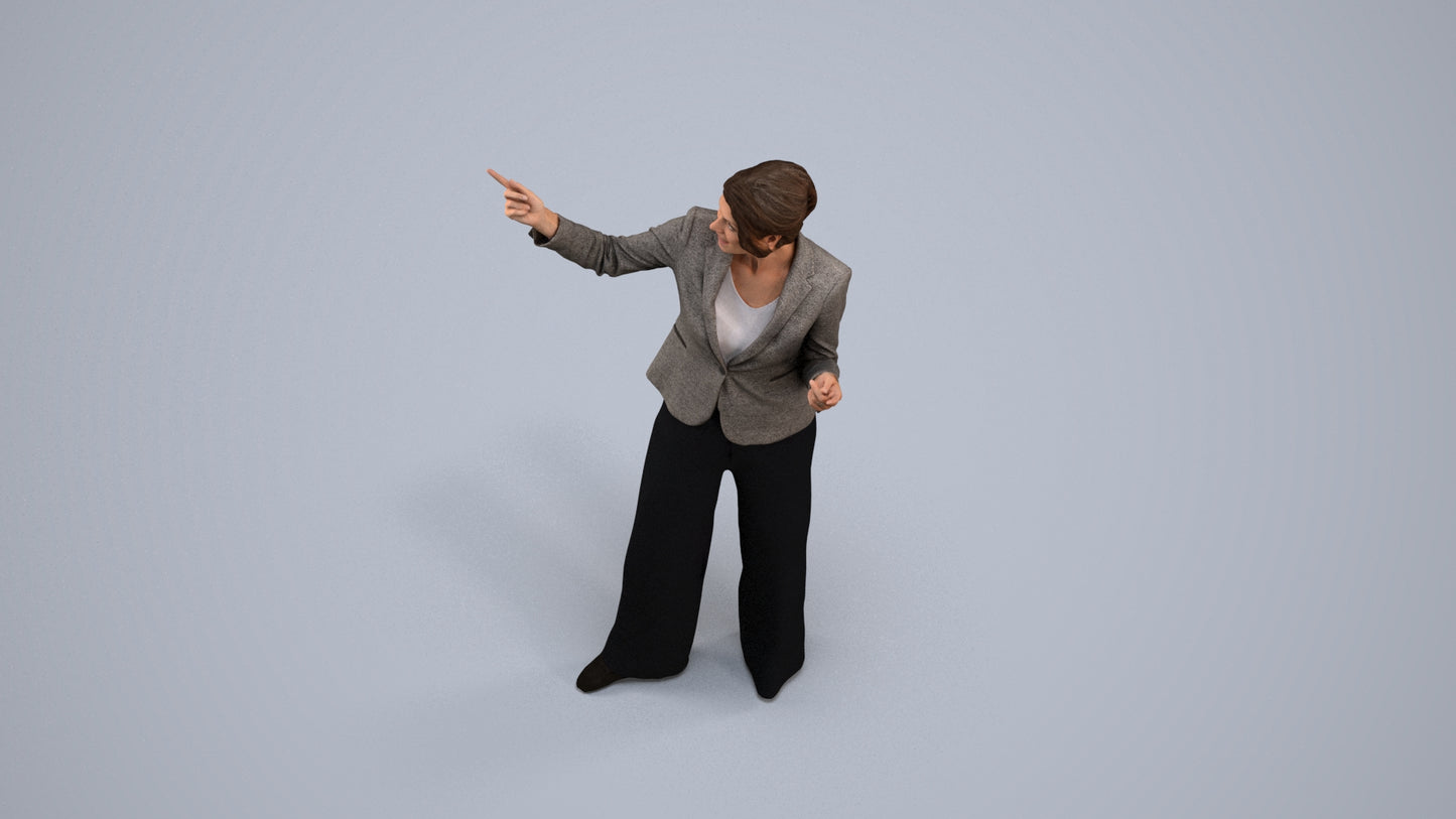 scanned 3D woman business, photogrammetry people for Enscape and V-Ray, back view render