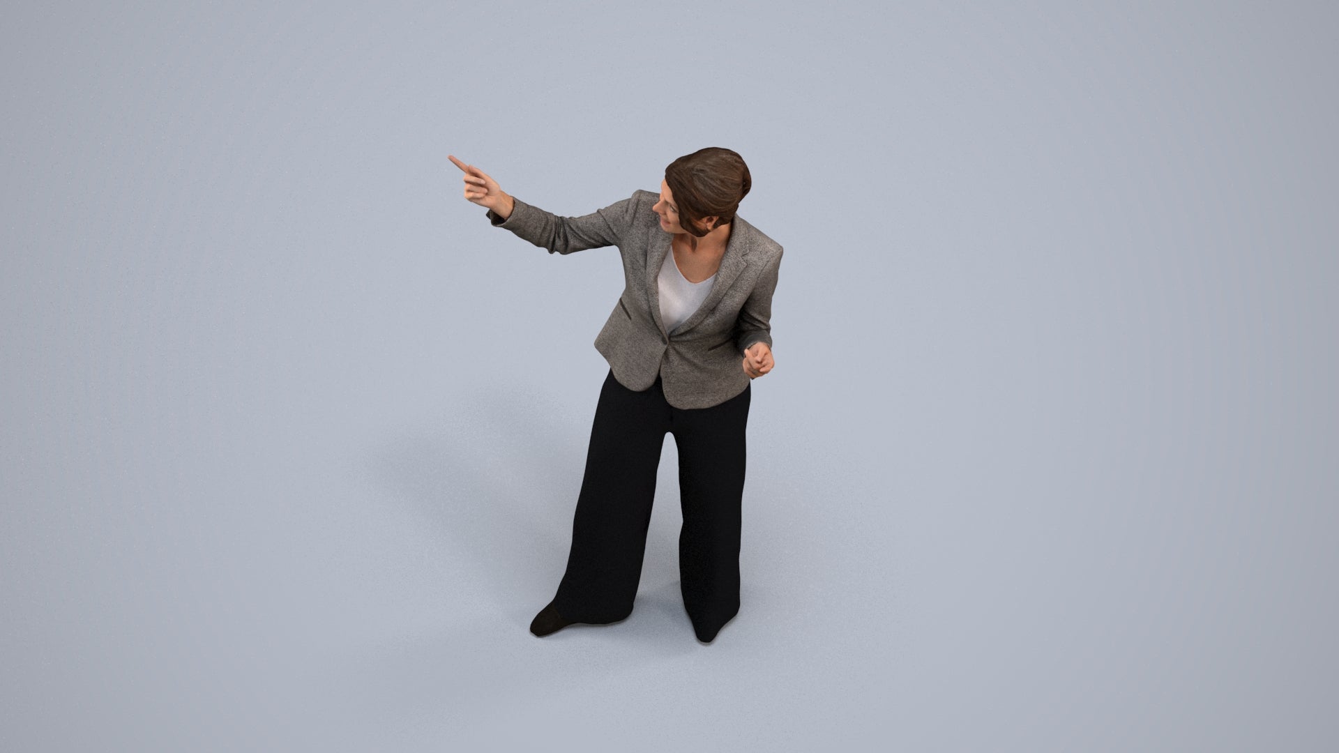 scanned 3D woman business, photogrammetry people for Enscape and V-Ray, back view render
