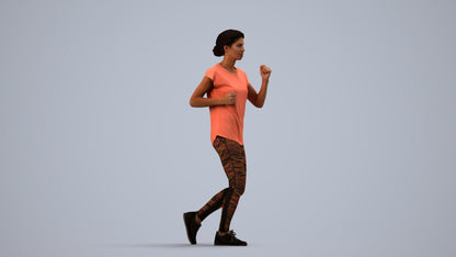 realistic 3D woman sport walking, scanned archviz people for Blender and 3ds Max, side view render