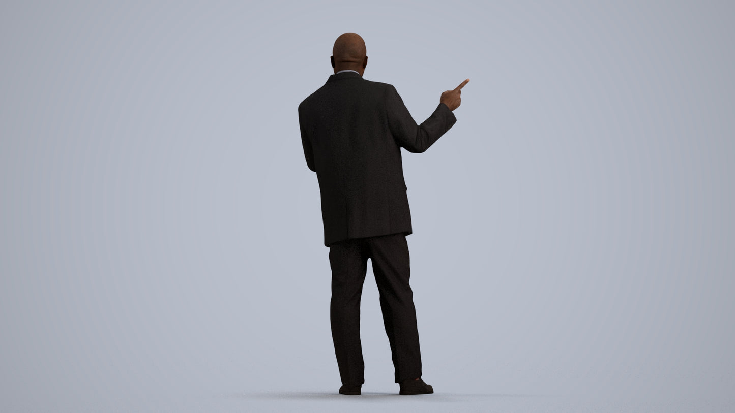realistic 3D human man business, archviz people FBX OBJ for Blender, front view render