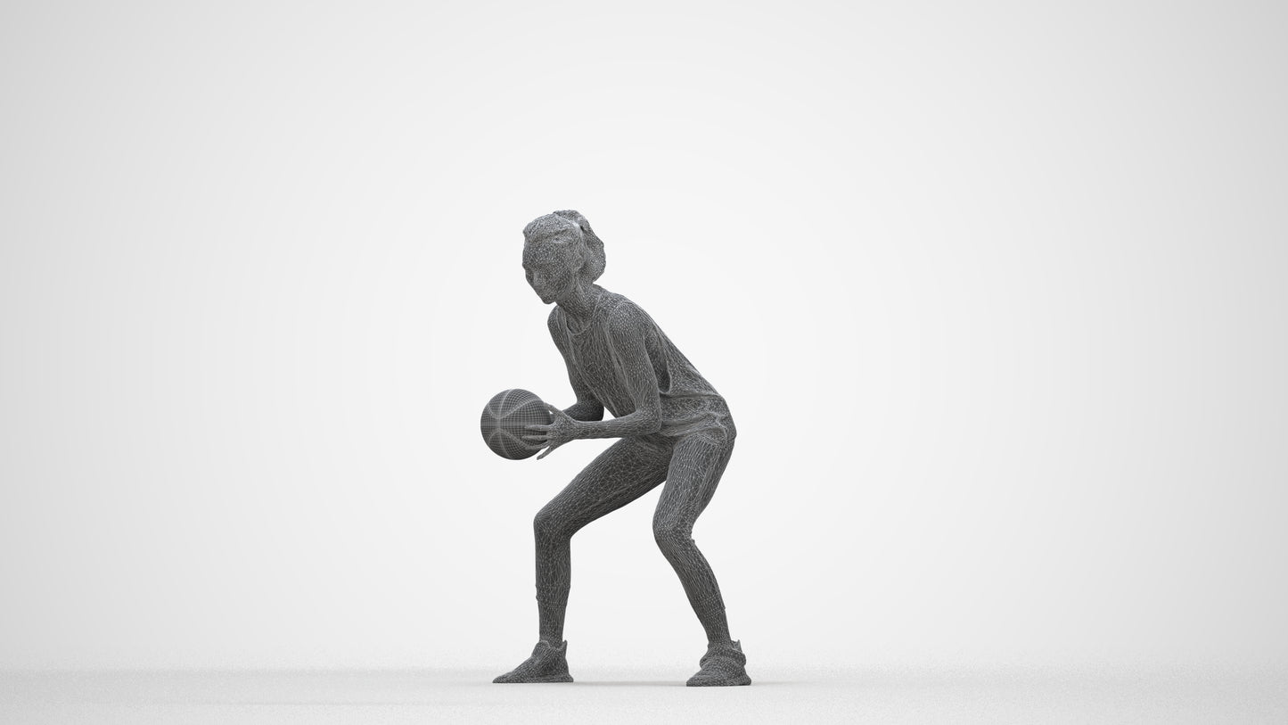 realistic 3D people woman sport, render-ready for V-Ray and Corona, FBX OBJ, wireframe back view