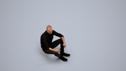 3D scanned man sitting casual, photorealistic archviz people for Enscape and SketchUp, back view render