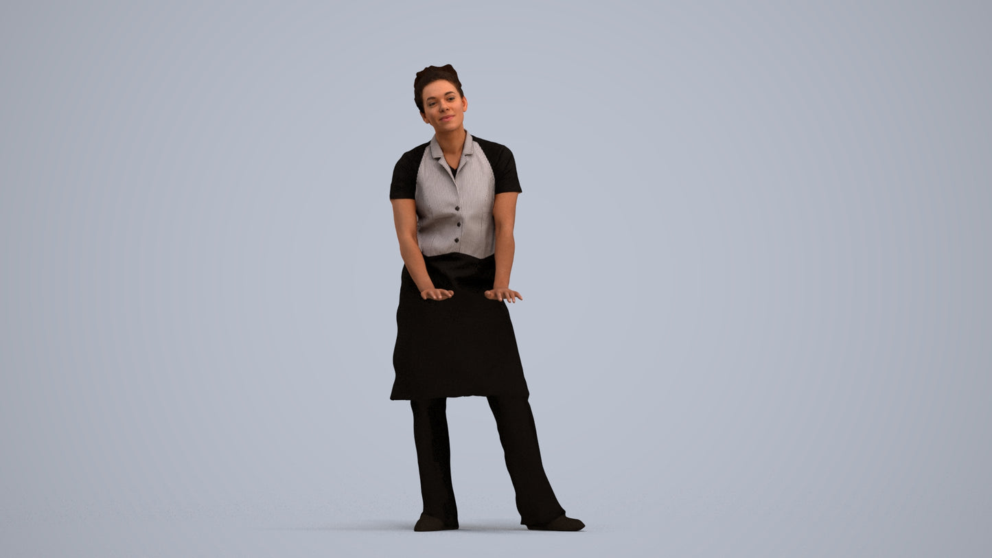 scanned 3D woman hospitality, photogrammetry people for Enscape and V-Ray, standing pose render