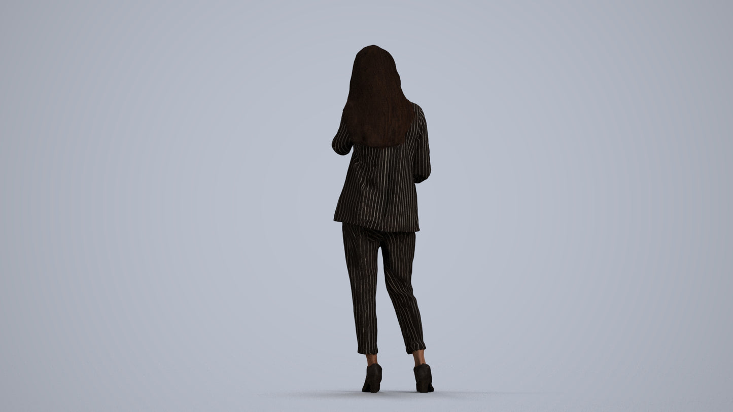 3D scanned woman business, photorealistic archviz people for Enscape and SketchUp, front view render