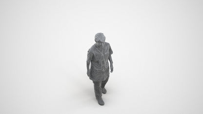 photogrammetry 3D woman standing, realistic human model archviz FBX, wireframe three-quarter view