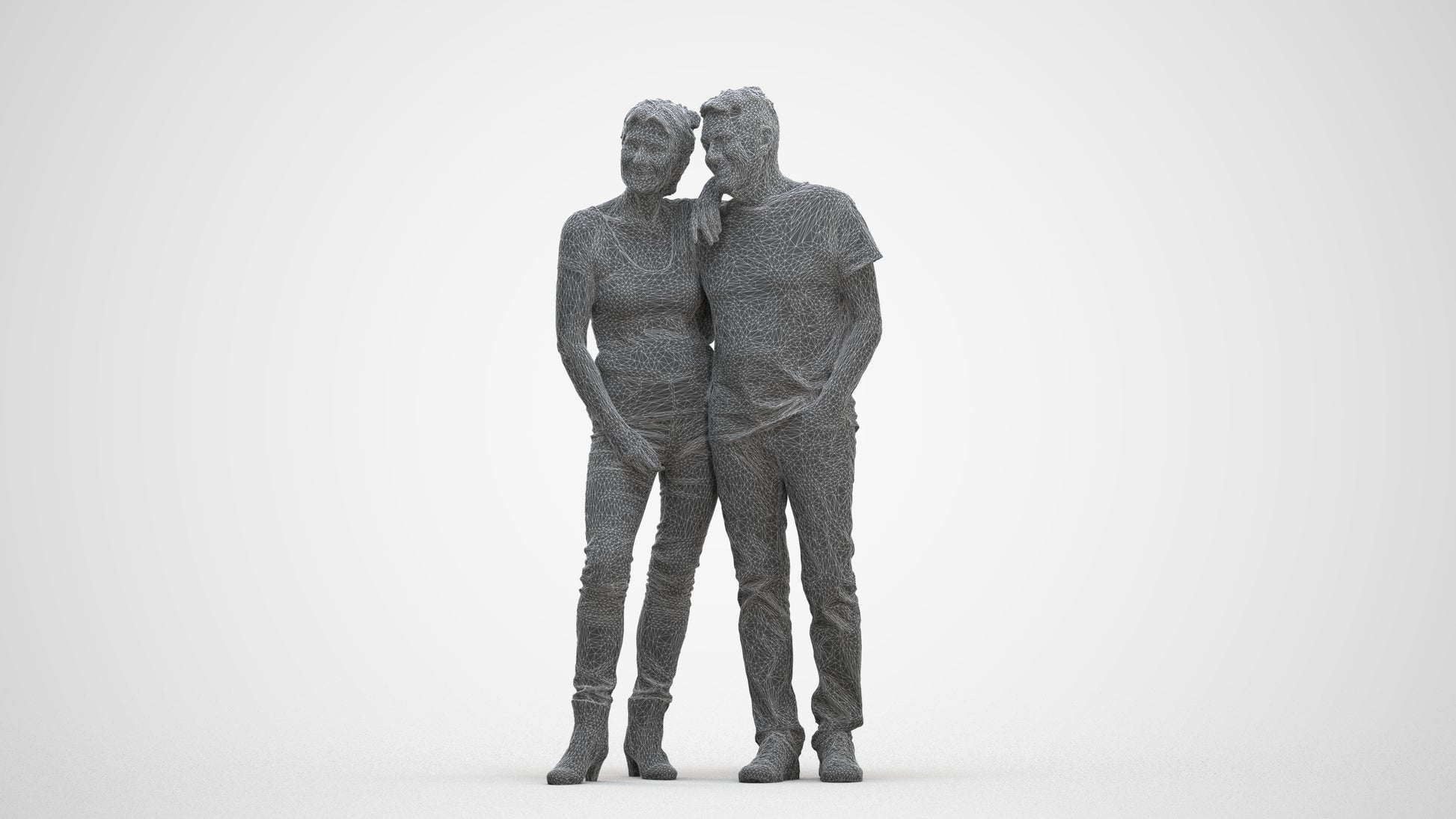 realistic 3D senior woman casual standing, scanned archviz people for Blender and 3ds Max, three-quarter front view render