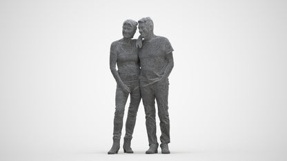 realistic 3D senior woman casual standing, scanned archviz people for Blender and 3ds Max, three-quarter front view render
