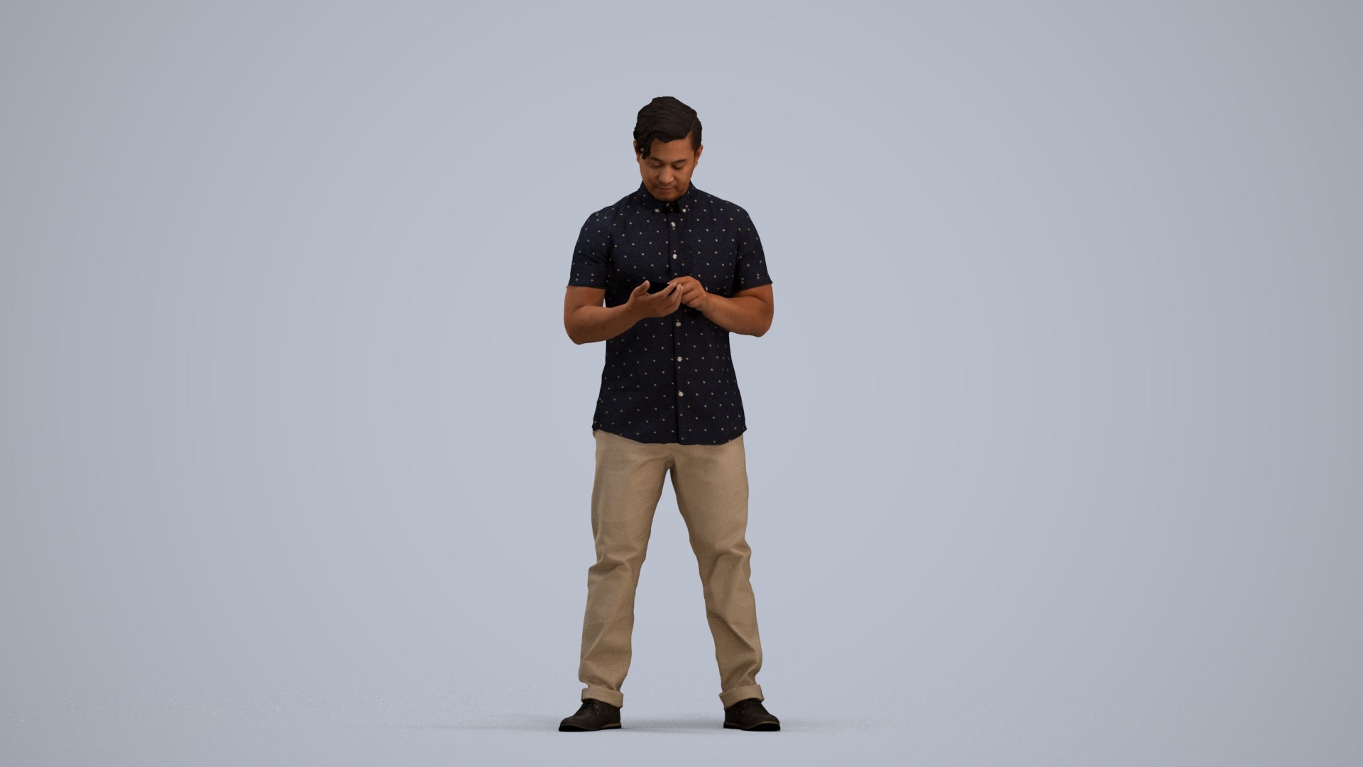 3D people model man casual standing, scanned human for 3ds Max rendering, standing pose render