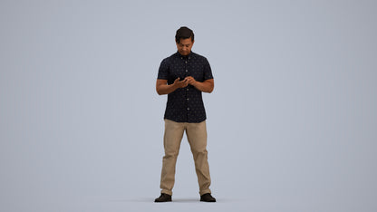 3D people model man casual standing, scanned human for 3ds Max rendering, standing pose render