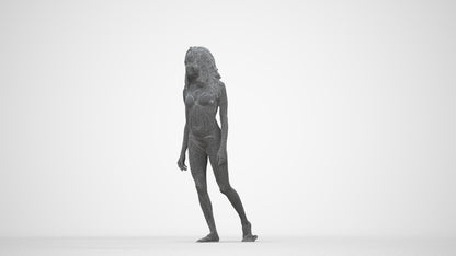 scanned 3D woman pool, photogrammetry people for Enscape and V-Ray, wireframe back view