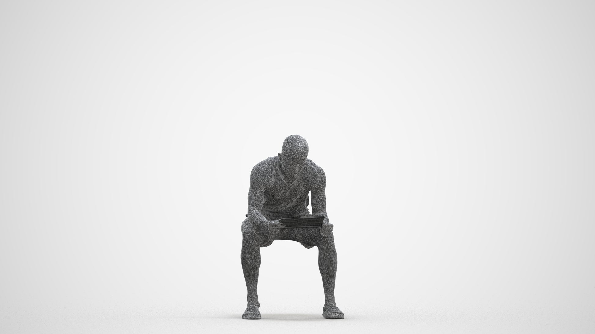 realistic 3D people man casual sitting, render-ready for V-Ray and Corona, FBX OBJ, three-quarter front view render