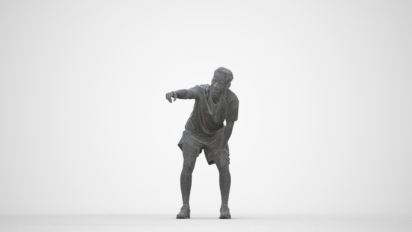 realistic 3D human man sport, archviz people FBX OBJ for Blender, wireframe back view