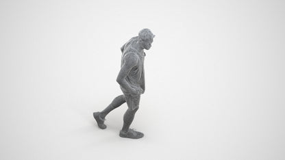 3D human model woman casual walking, photogrammetry scanned person for archviz, wireframe three-quarter view