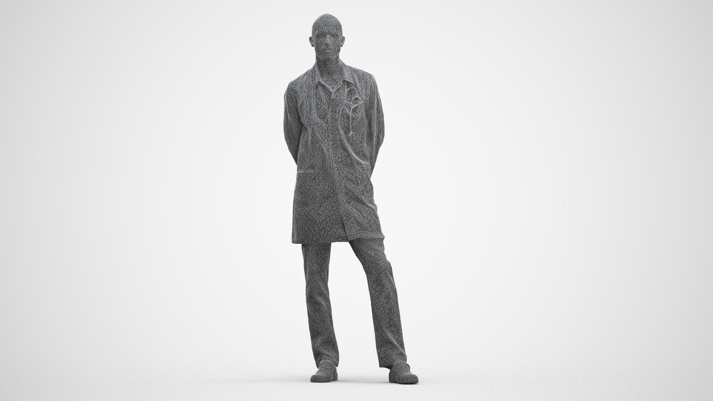 photogrammetry 3D man medical, realistic human model archviz FBX, three-quarter front view render