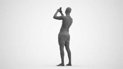scanned 3D man pool, photogrammetry people for Enscape and V-Ray, wireframe front view