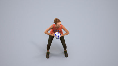 3D people model woman sport, scanned human for 3ds Max rendering, back view render