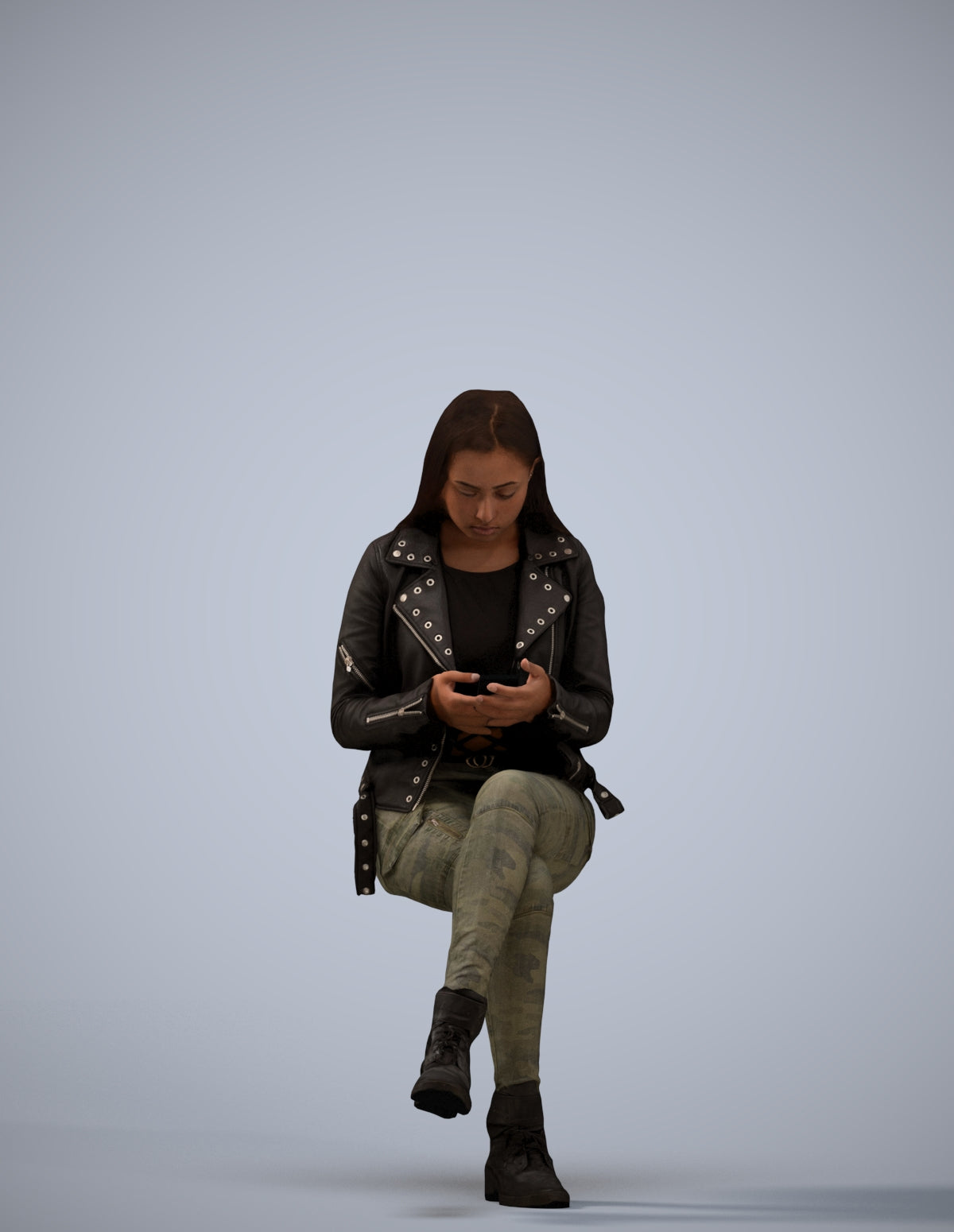 realistic 3D people woman casual sitting, render-ready for V-Ray and Corona, FBX OBJ